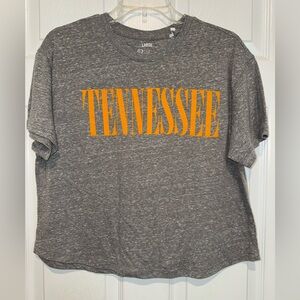 Pressbox Heather Gray Tennessee Cropped T-Shirt. Size L